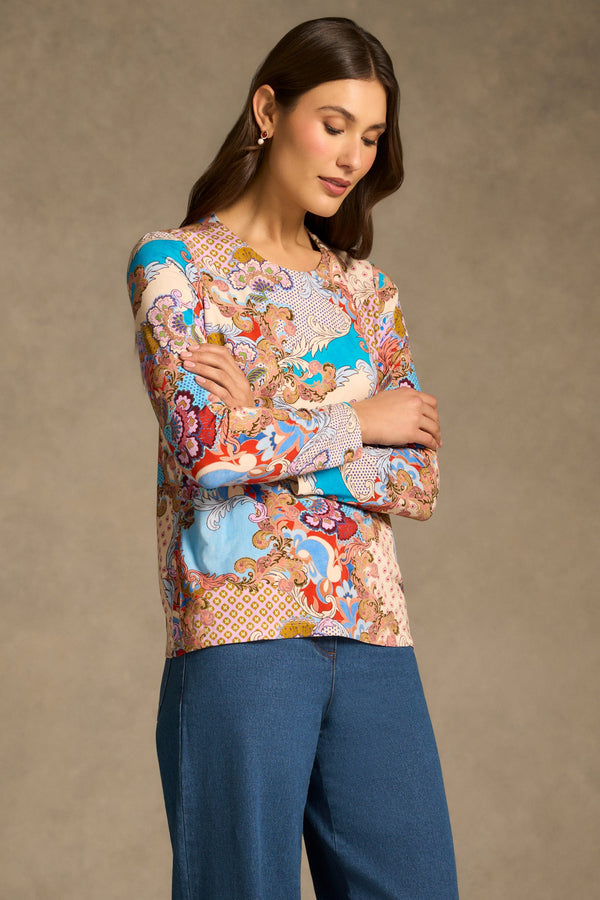 Double Layer Long Sleeve T-Shirt - Rococo Reverie Print