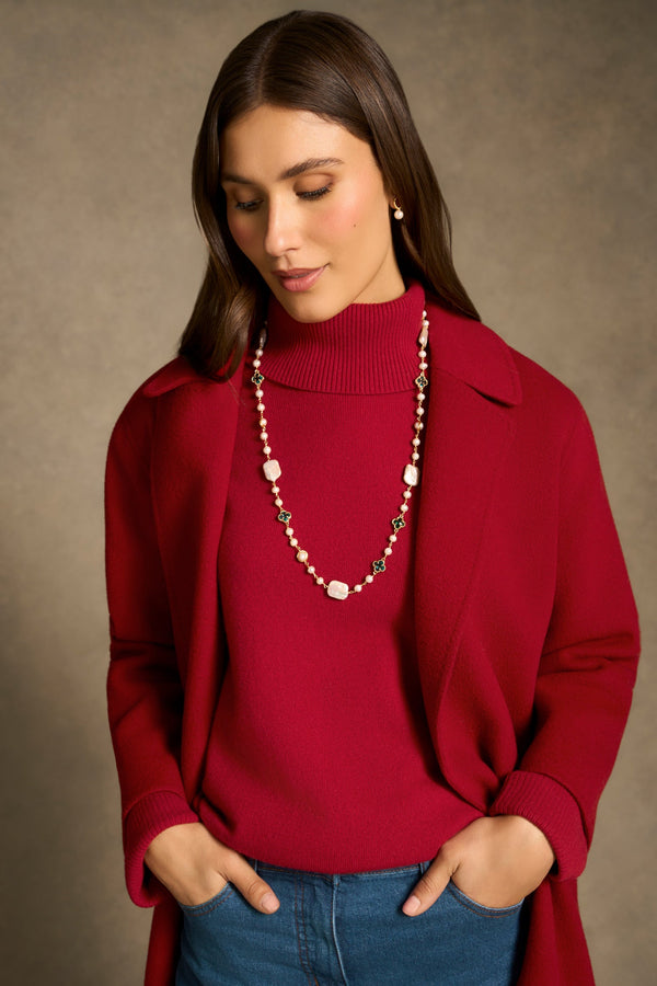 Organic Fresh Water Pearl Clover Necklace – Turquoise