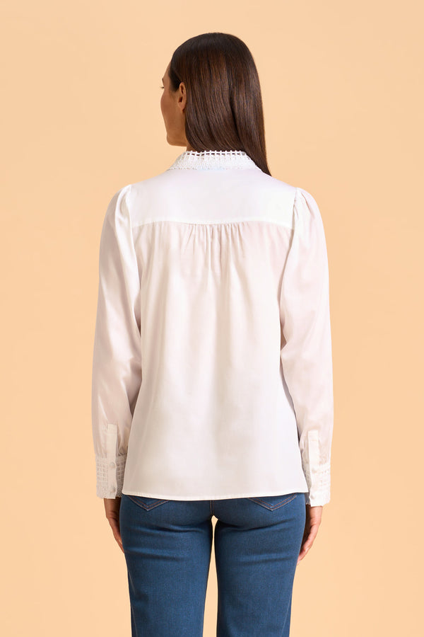 Lace Trim Cotton Shirt