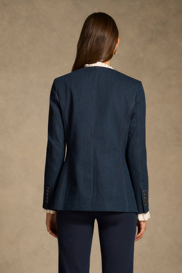 Cutaway Denim Jacket - Denim Mid Wash