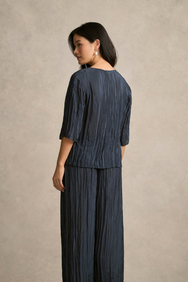 Crinkle Textured Blouse - Ink
