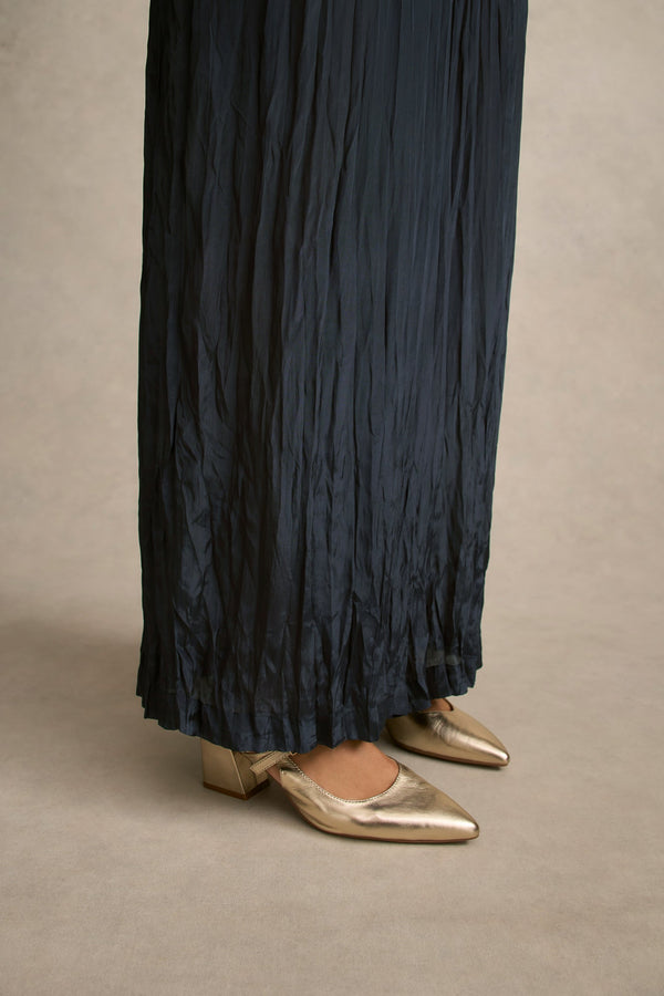 Crinkle Textured 7/8 Pant - Ink