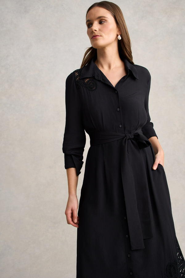 Lace Insert Dress – Black