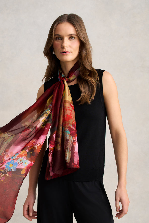 Spring Floral Scene Scarf – Multicolour