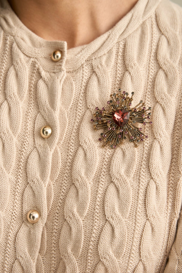 Embellished Star Brooch - Plum