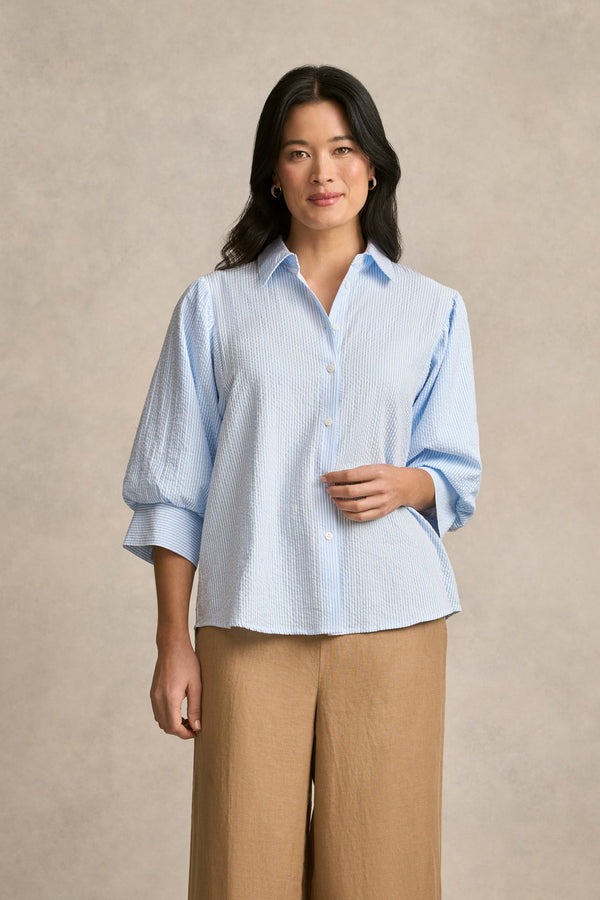 Seersucker Shirt - Blue Stripe