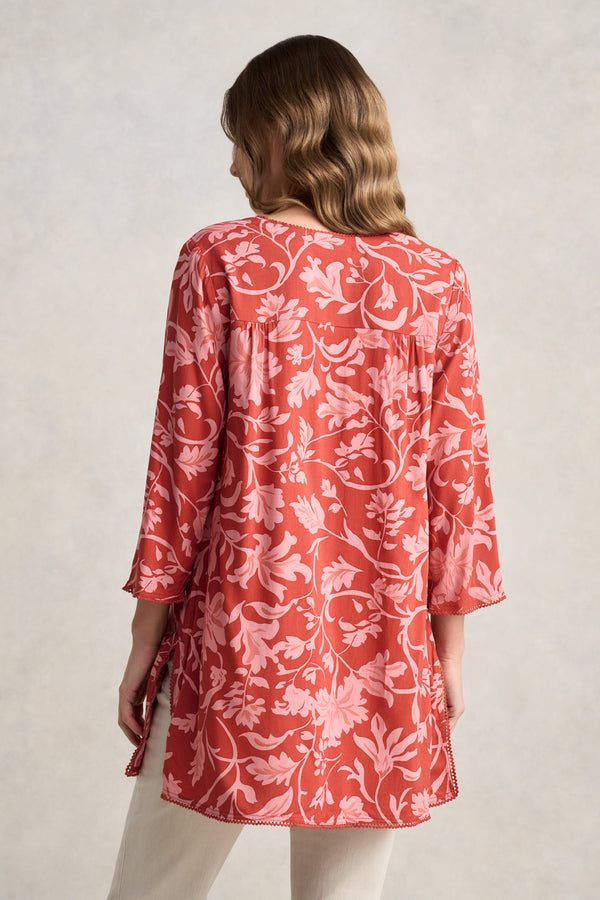 Trim Detail Kaftan – Rosewood Print