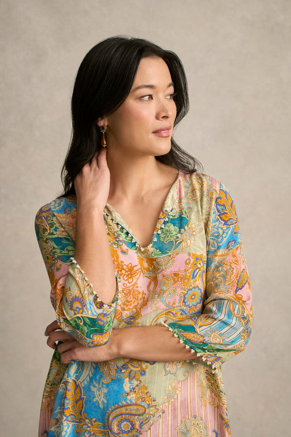 Beaded Silk Kaftan - Paisley Medley