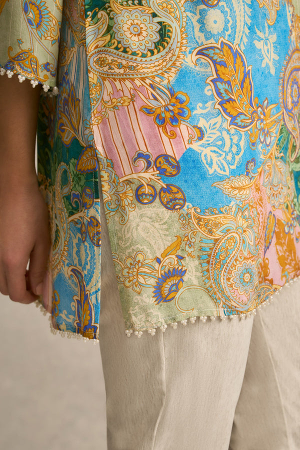 Beaded Silk Kaftan - Paisley Medley
