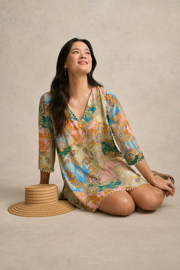 Beaded Silk Kaftan - Paisley Medley