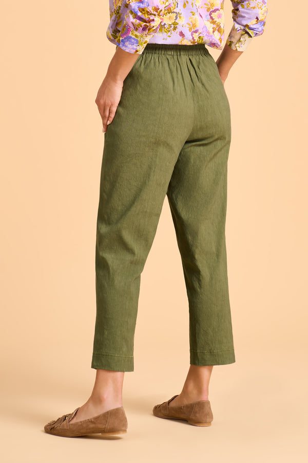 Ankle Length Tapered Pant - Olive