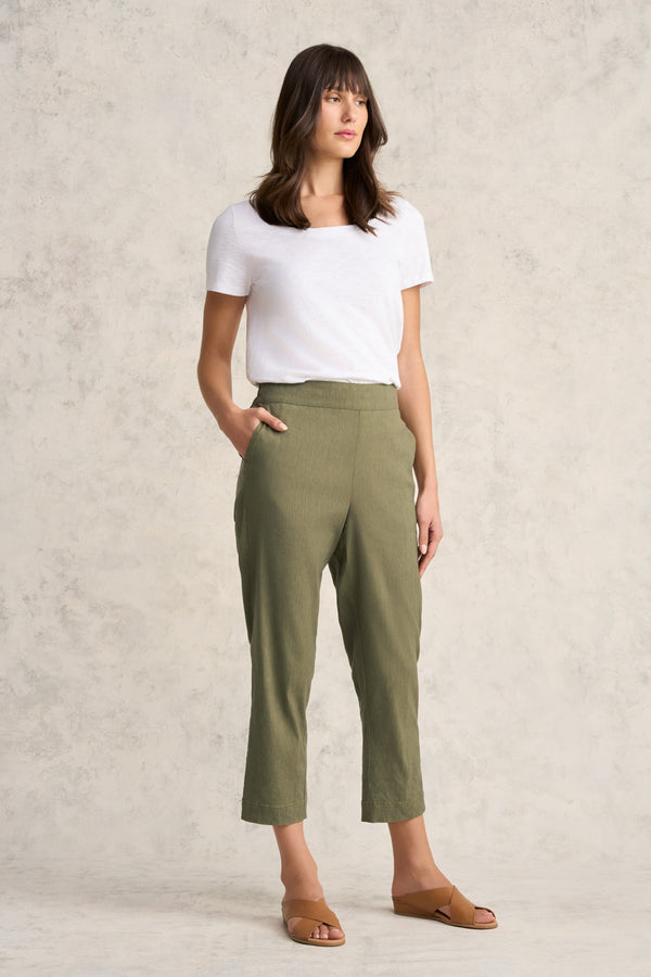 Ankle Length Tapered Pant - Khaki