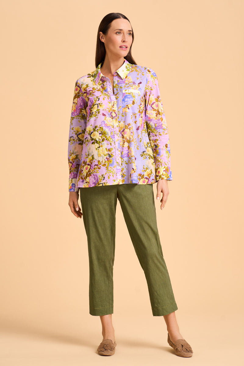 Mixed Print Hem Detail Capped Sleeve T-Shirt