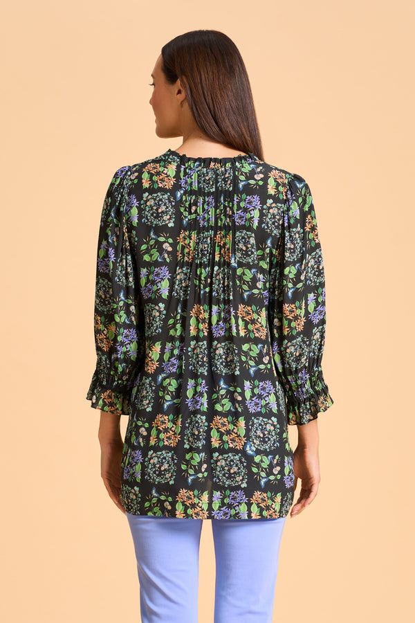 Printed Frill Detail Tunic - Butterfly Garden Print