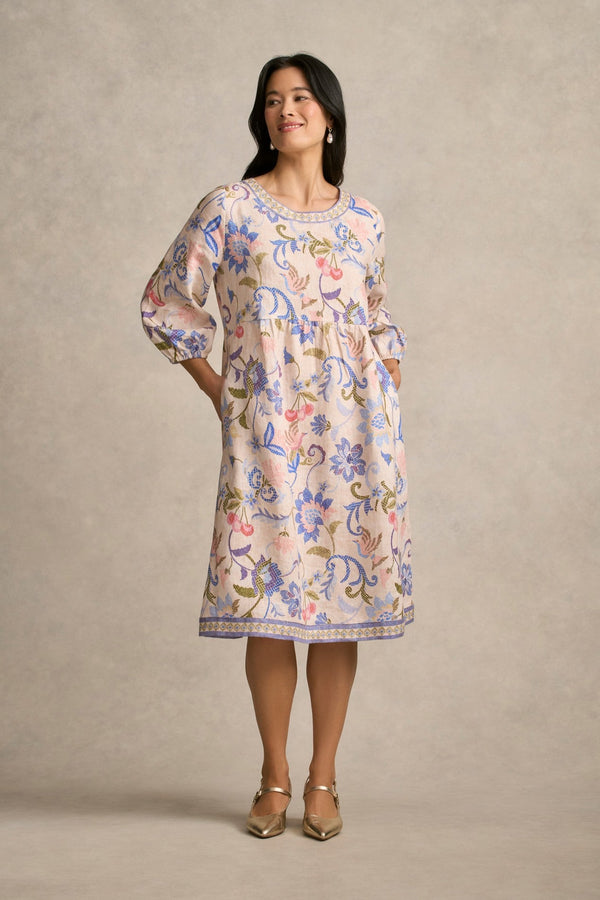 Printed Linen Dress - Mosaic Print