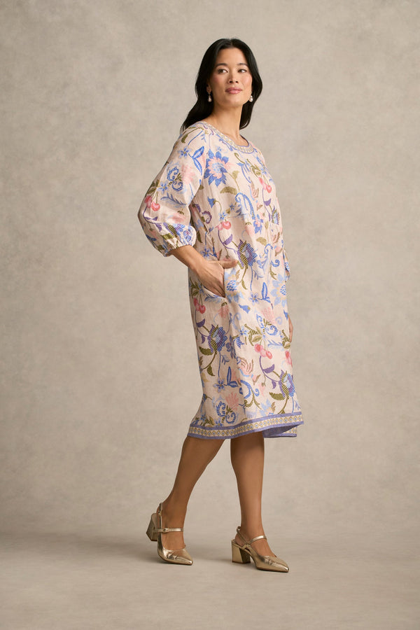Printed Linen Dress - Mosaic Print