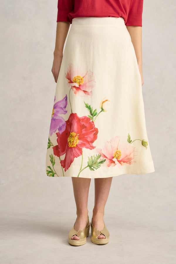 Ramie A-Line Skirt – Poppy Print