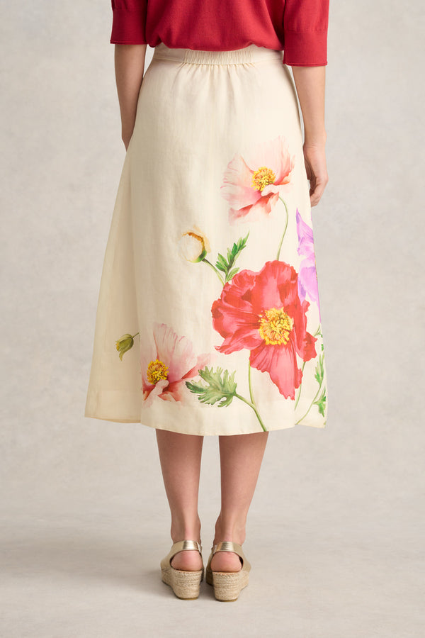 Ramie A-Line Skirt – Poppy Print