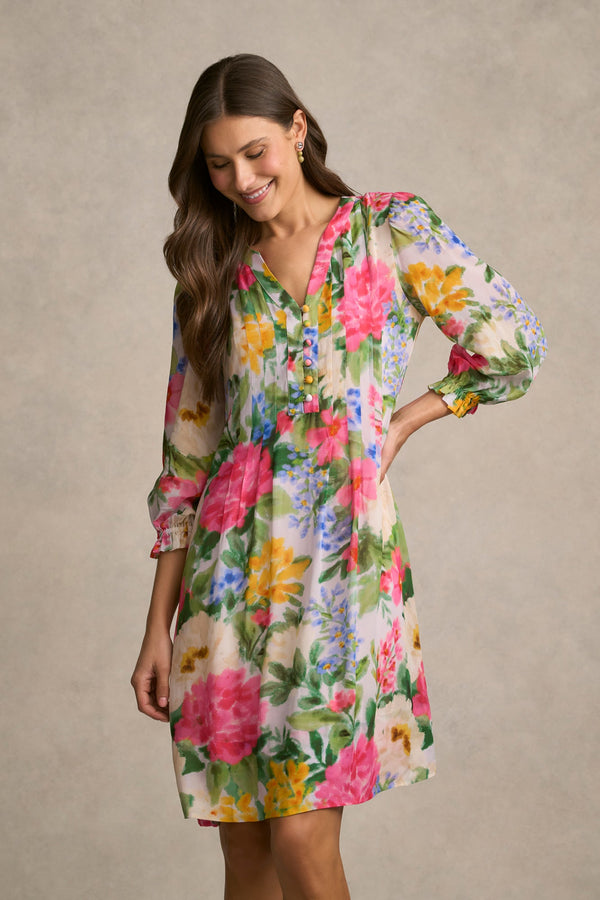 Printed Georgette Dress - Spring Garden Print