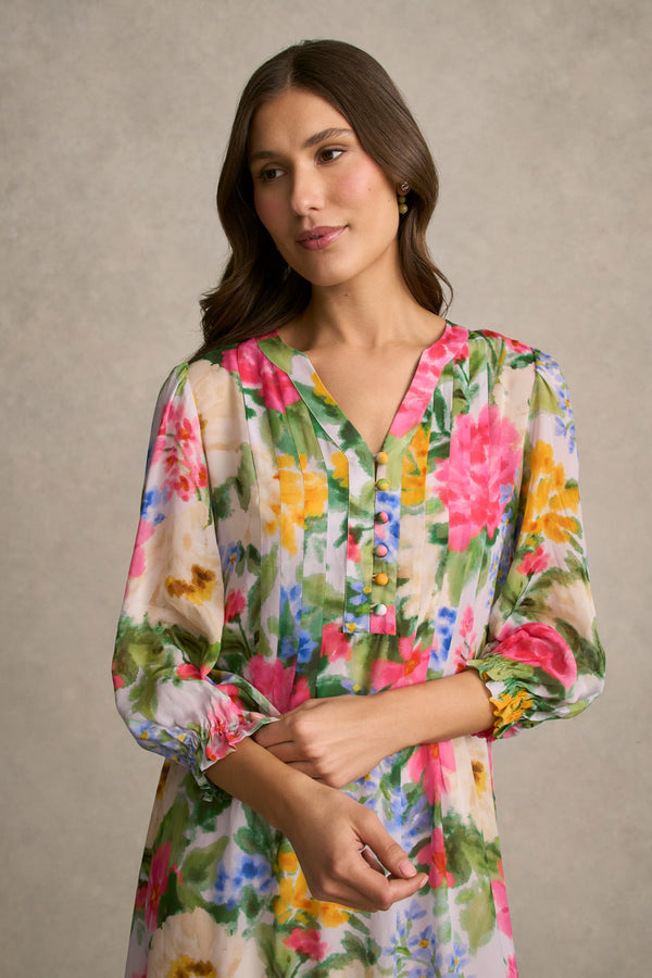 Printed Georgette Dress - Spring Garden Print