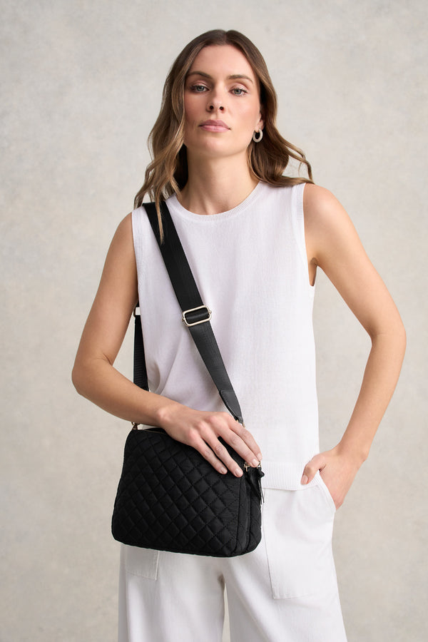 Naomi Quilted Crossbody Bag - Black
