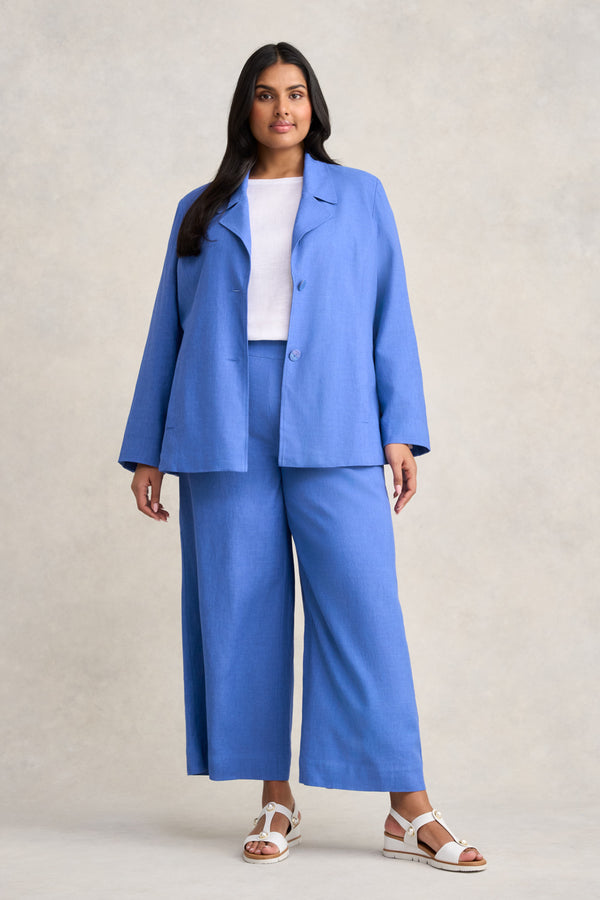 Linen Jacket - Cobalt Cross Dye