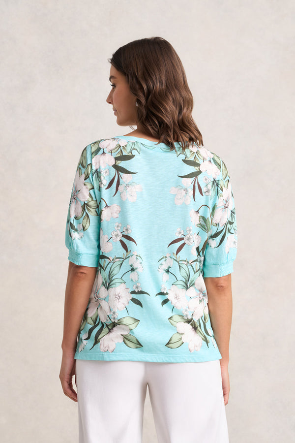 Printed Button Detail T-Shirt – Placement Print