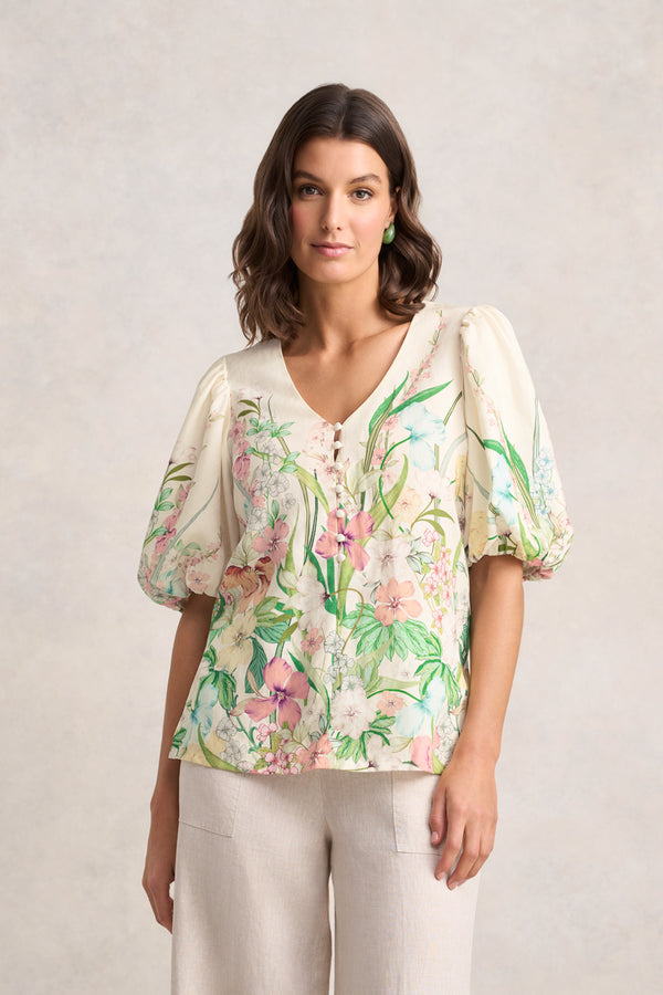 Border Print Blouse – Botanical Print