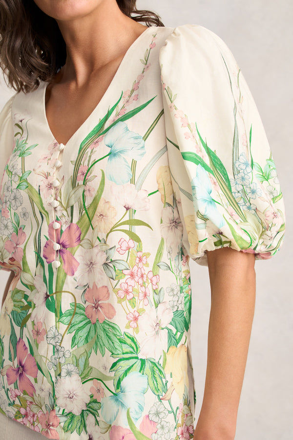 Border Print Blouse – Botanical Print