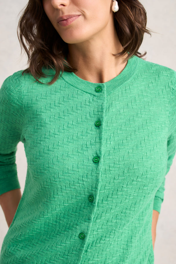 Textured Knit Cardigan – Emerald
