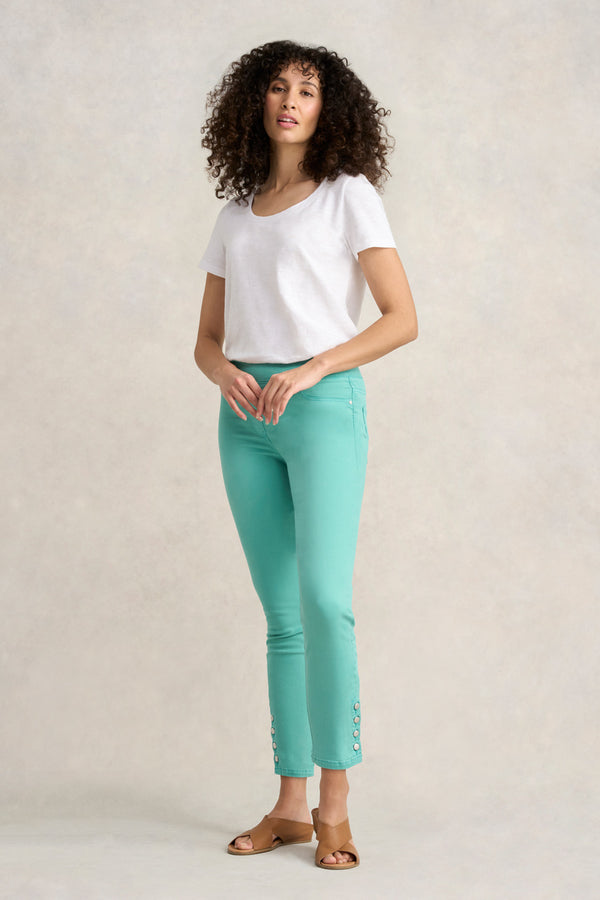 Bengajean Ankle Length Button Detail - Mint