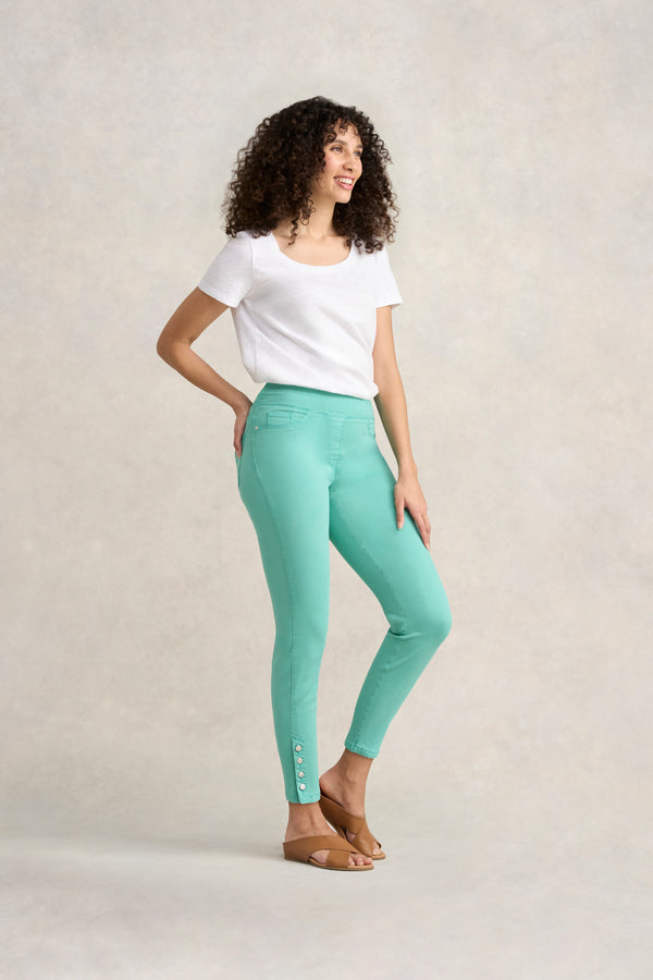 Bengajean Ankle Length Button Detail - Mint