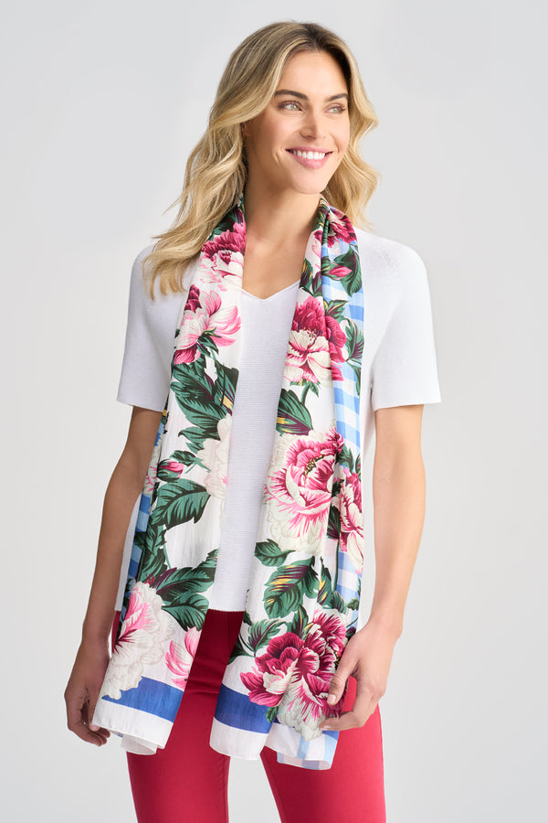 Floral Checked Scarf