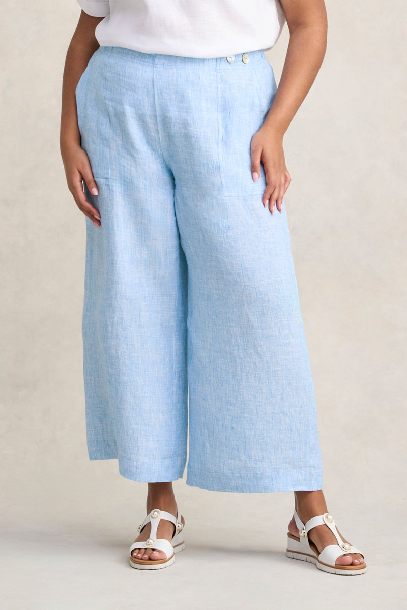 French Linen 7/8th Pant Blue Illusion
