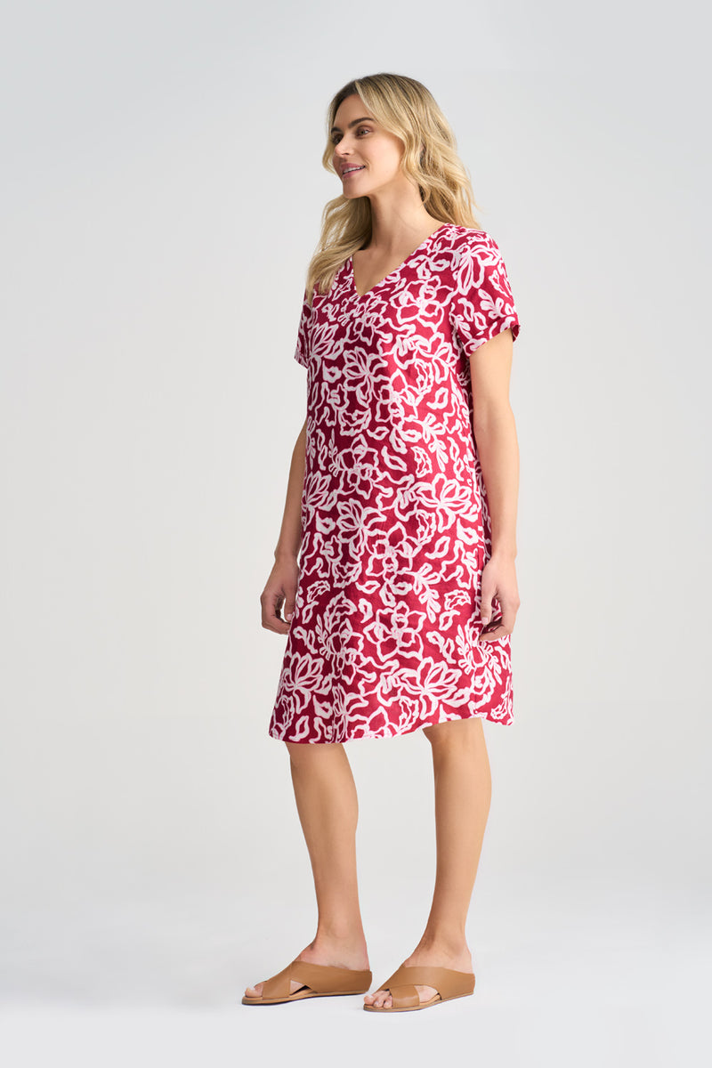 VNeck Linen Dress Blue Illusion