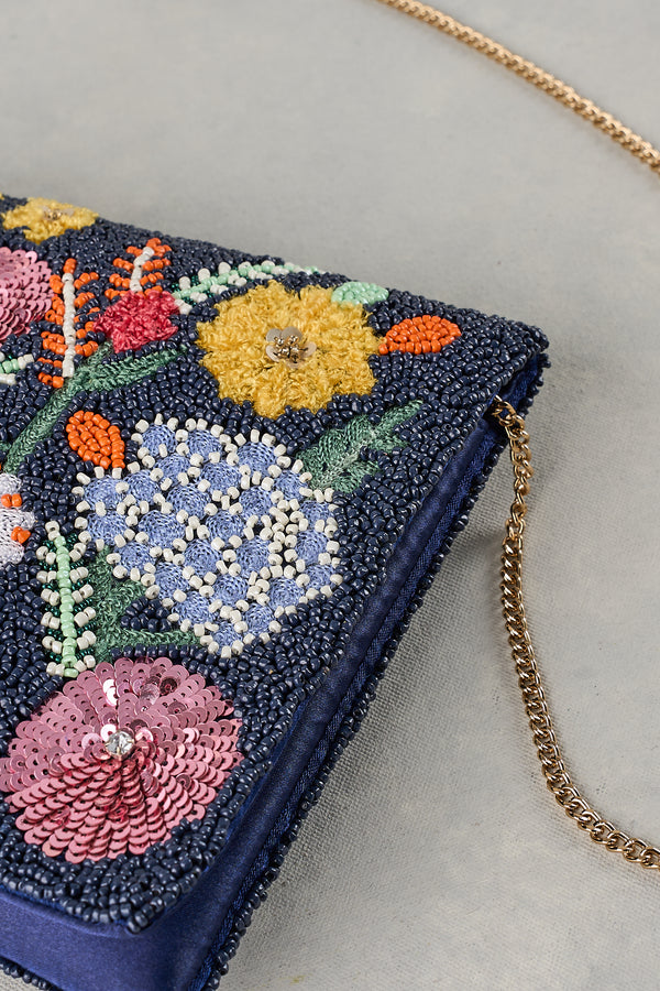 Floral Beaded Clutch - Multicolour