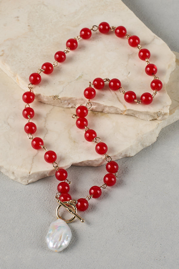 Pearl Pendant Necklace - Rouge