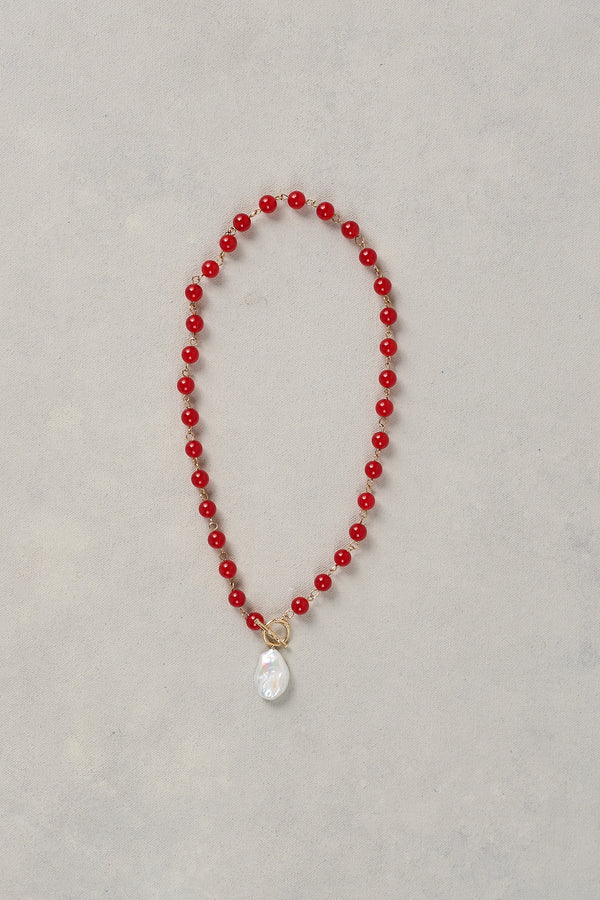 Pearl Pendant Necklace - Rouge