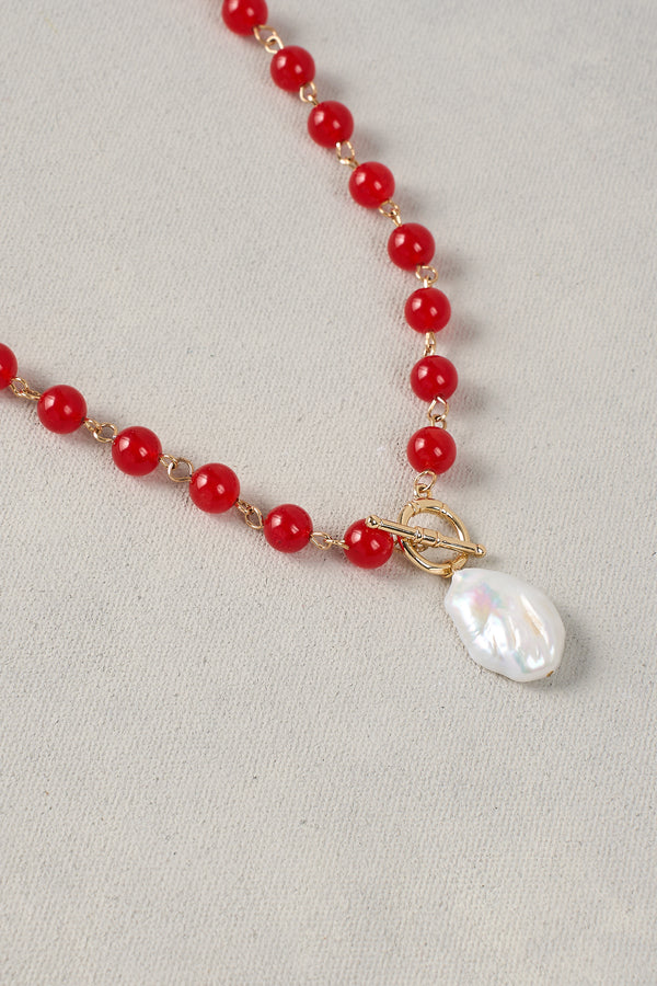 Pearl Pendant Necklace - Rouge
