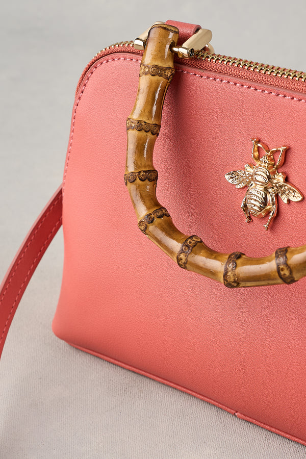 Bamboo Handle Handbag - Blush