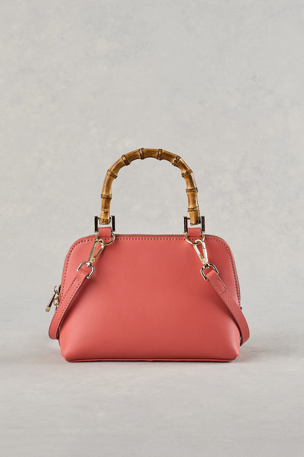 Bamboo Handle Handbag - Blush