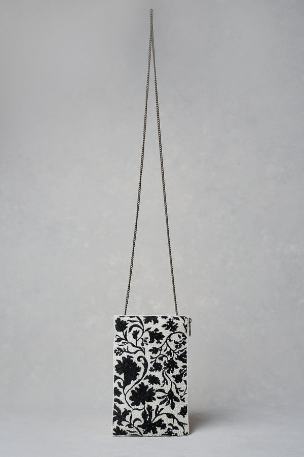 Monochrome Beaded Mini Clutch - Black