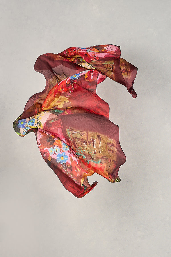Spring Floral Scene Scarf – Multicolour