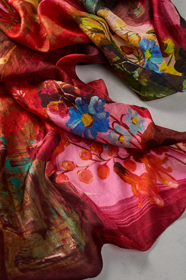Spring Floral Scene Scarf – Multicolour