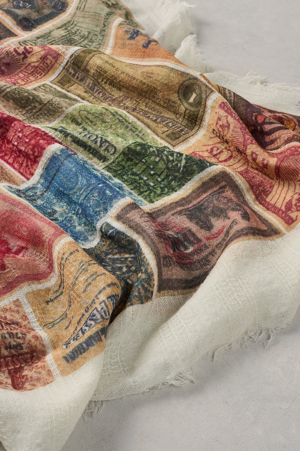 Vintage Stamp Scarf – Multicolour