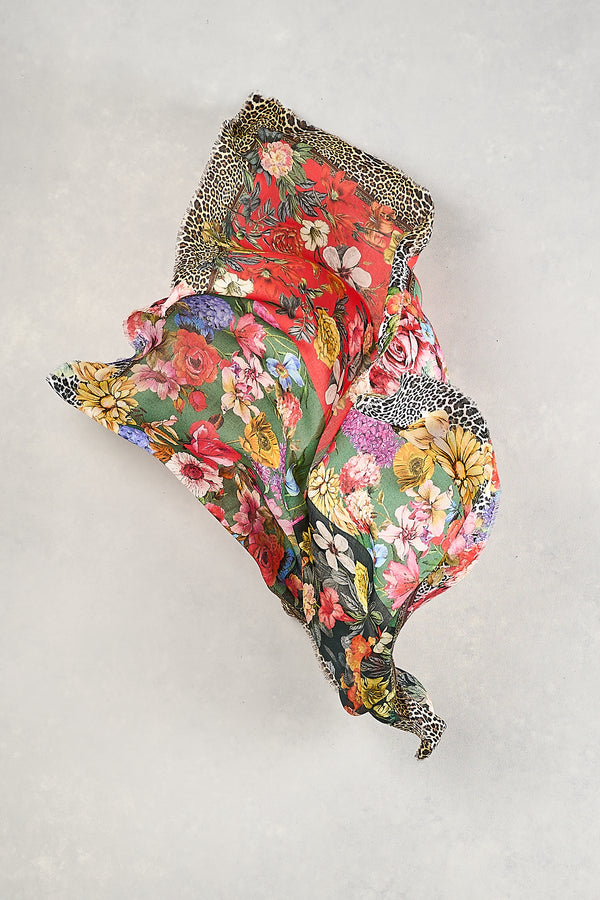 Floral Animal Square Scarf – Multicolour