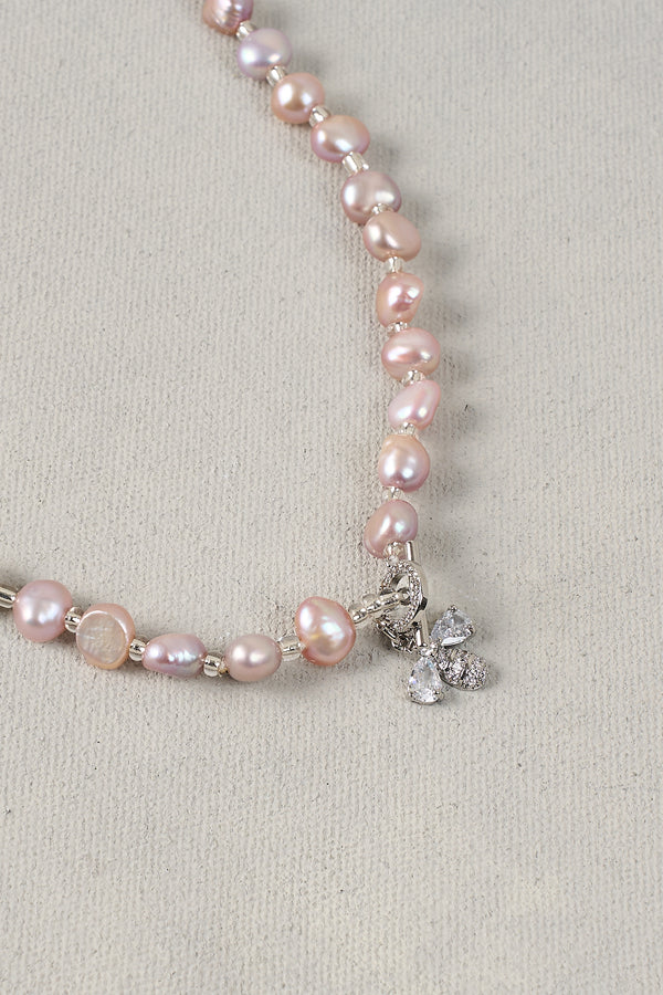 Bee Pearl Necklace – Pink