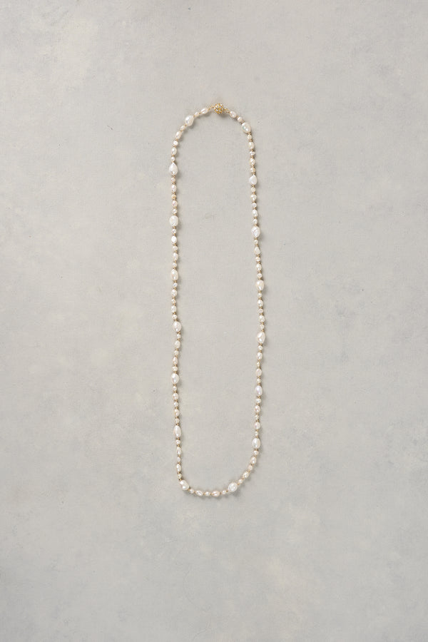 Long Pearl Necklace – Cream