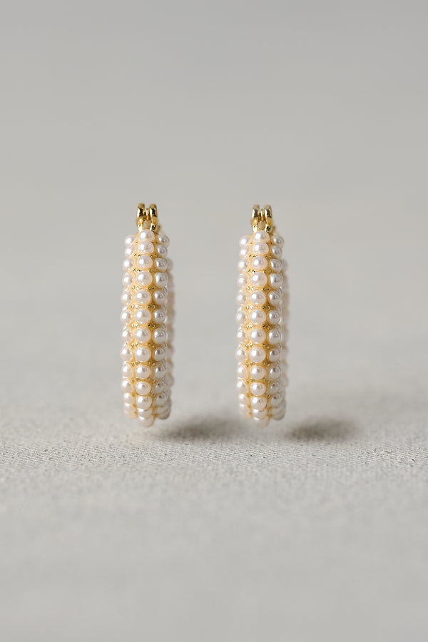 Pearl Hoops – Cream