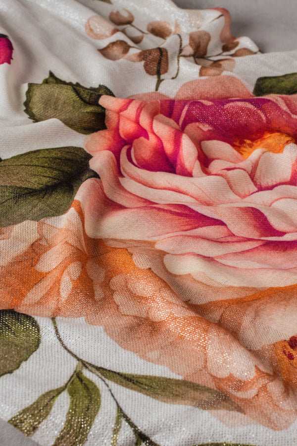 Metallic Floral Scarf – Multicolour